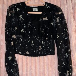 Wilfred Black Floral Blouse in Size XS